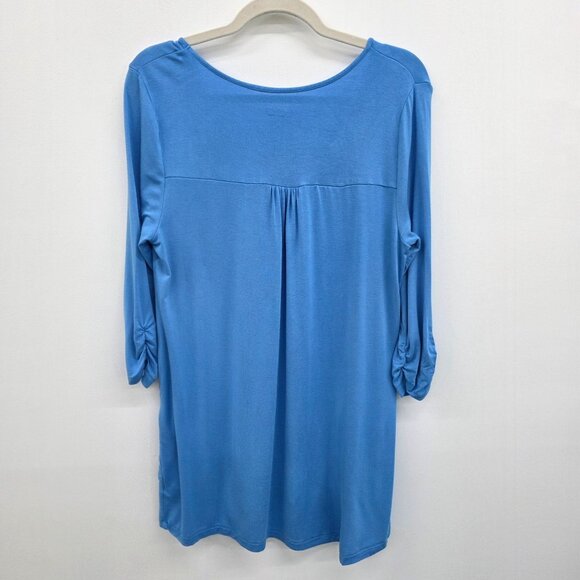 LOGO Lori Goldstein Womens‎ Blue Scoop Neck Tunic Top With Pockets 3/4 Sleeve M - Picture 4 of 13
